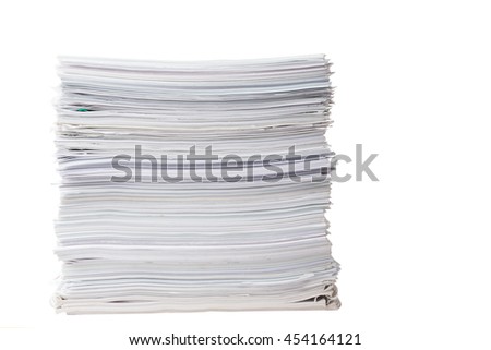 big pile of used paper Royalty-Free Stock Photo #454164121