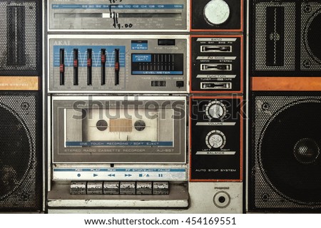 vintage cassette player background Royalty-Free Stock Photo #454169551