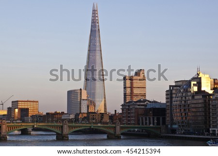 View across the Thames of the Shard, London Bridge Tower, SE1, London