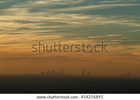 View of the city of Atlanta at sunset from Stone Mountain Park, Georgia