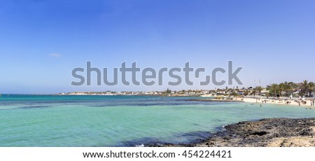 Town of Corralejo, Fuerteventura, Canary Islands, Spain, Europe, panorama Royalty-Free Stock Photo #454224421