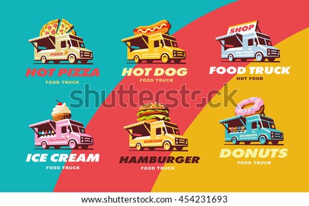 Set illustrations food truck