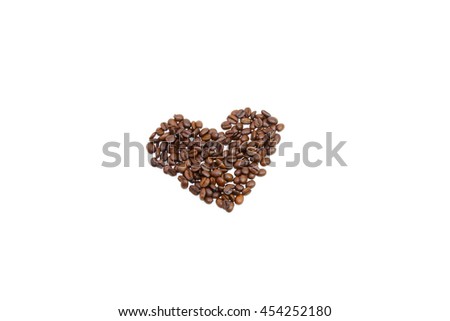 Coffee beans and isolated on white background.