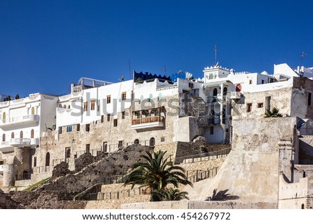 Ancient fortress in old town Tanger, Morocco, Medina Royalty-Free Stock Photo #454267972