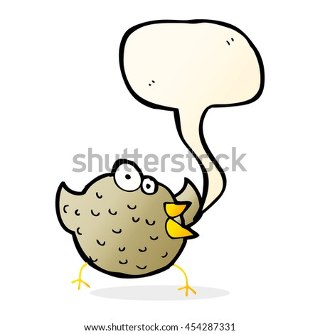 cartoon happy bird with speech bubble
