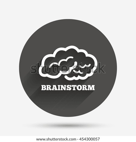 Brainstorm sign icon. Human think intelligent smart mind. Circle flat button with shadow. Vector