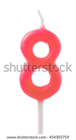 candle number eight birthday isolated on white background