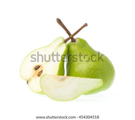 cut of pear isolated on white background