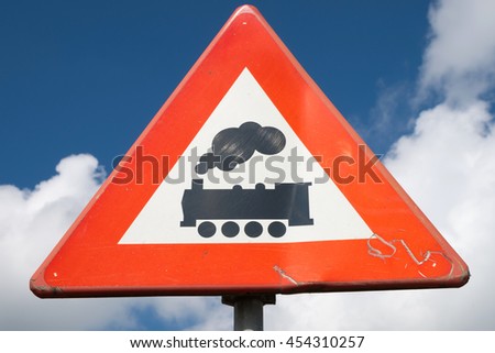 Level Crossing With Barrier Or Gate Ahead Road Sign Stock Photos And Images Avopix Com