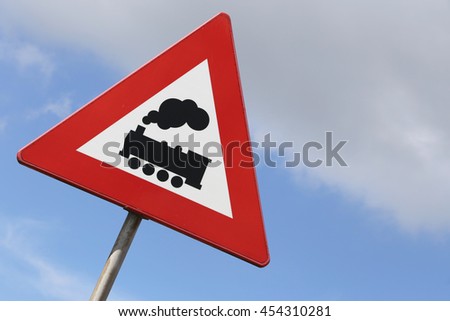 Level Crossing With Barrier Or Gate Ahead Road Sign Stock Photos And Images Avopix Com