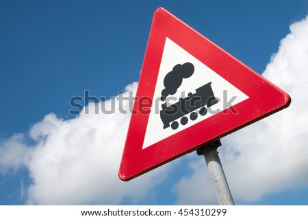 Level Crossing With Barrier Or Gate Ahead Road Sign Stock Photos And Images Avopix Com