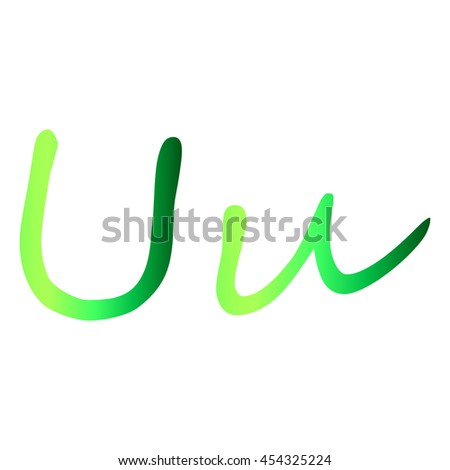 Alphabet letter-U,u green color