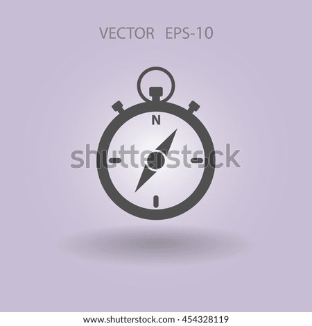 Flat long shadow Stopwatch icon, vector illustration