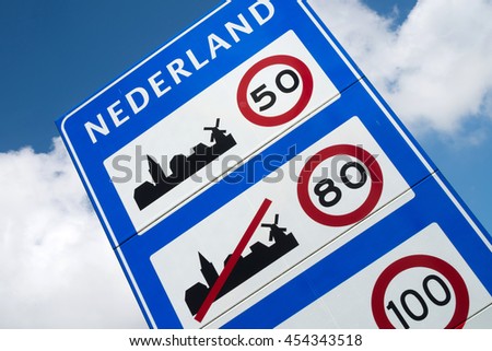 Dutch road sign: general speed limits