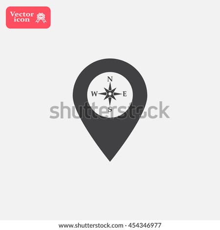 Compass icon and pin on the map