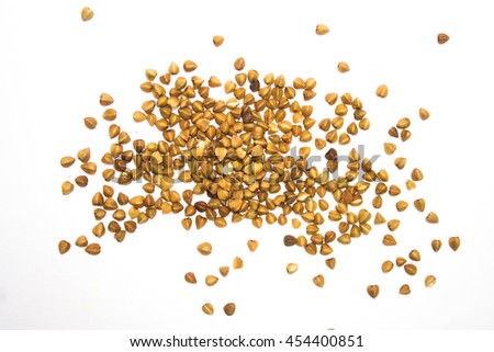 
Buckwheat on a white background as a background