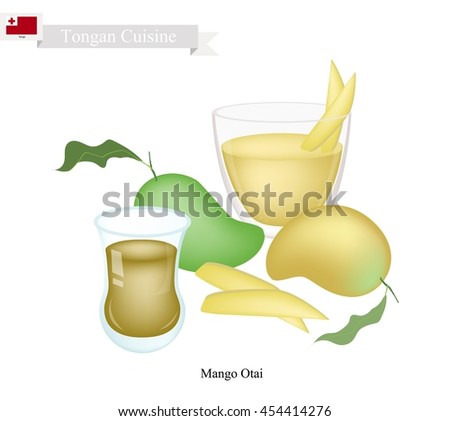 Tongan Cuisine, Mango Otai or Traditional Drink Made From Ripe Mango and Coconut Milk. One of The Most Famous Drink in Tonga.