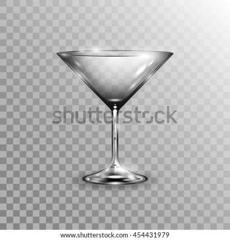 Glass goblet for martini cocktails. Isolated on transparent background. Vector illustration, eps 10.