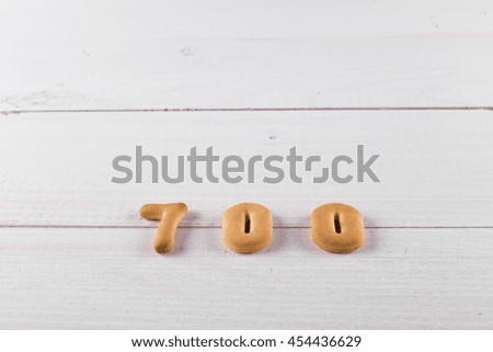 cookie font numbers on white planks.