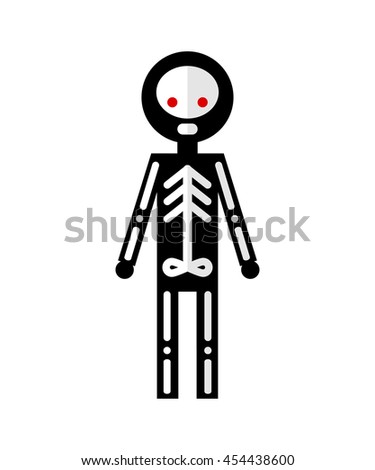 Vector flat illustration of halloween costume. Elements for design on white background. Black, white, red colors.