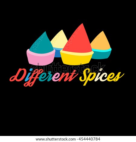 Graphics illustration of colorful spices on black background