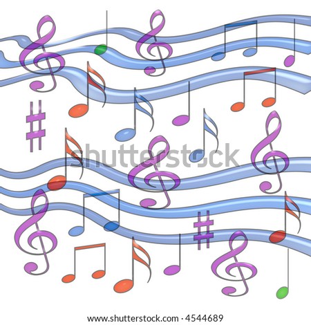 jell music notes assorted on white background