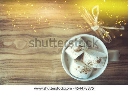 Christmas background with cup of chocolate