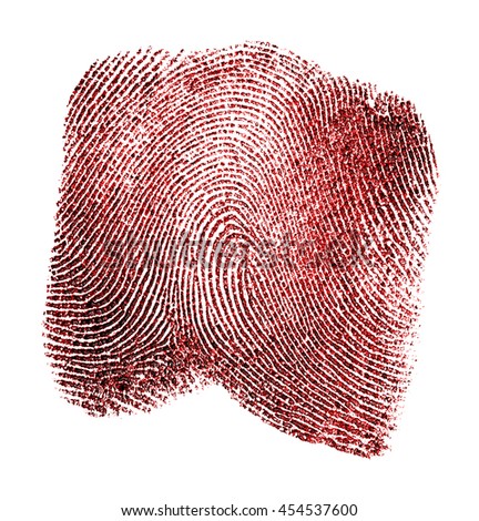 Red fingerprint on white background