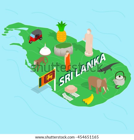 Sri Lanka map concept in isometric 3d style vector illustration