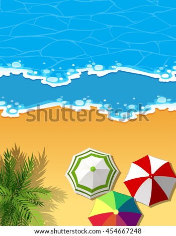 Aerial scene of beach and ocean illustration