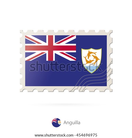 Postage stamp with the image of Anguilla flag. Raster copy.