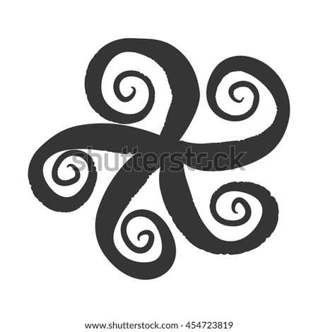 Seafood animal isolated flat icon in black and white, vector illustration graphic.
