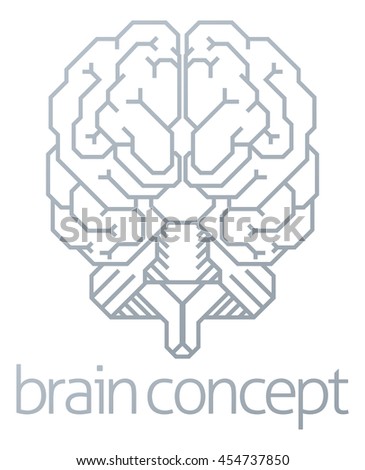 A conceptual illustration of a stylised brain from the front