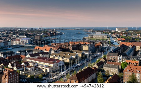 Copenhagen Areal View Inner Harbor and Canals