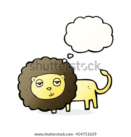 cartoon lion with thought bubble