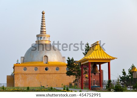 Attractions on site for a Buddhist temple. Royalty-Free Stock Photo #454752991