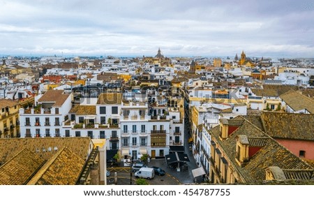 aerial view of the spanish city sevilla taken from top of the la giralda tower