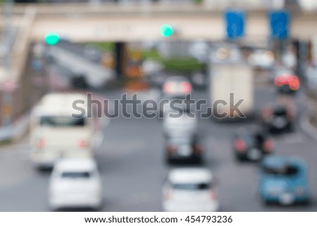 Abstract blurred background with car on road, concept traffic transportation background.