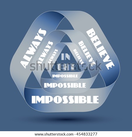 Always believe in the impossible. Quote typographic background design. Motivational modern style poster. Creative abstract rounded vector typography concept. 