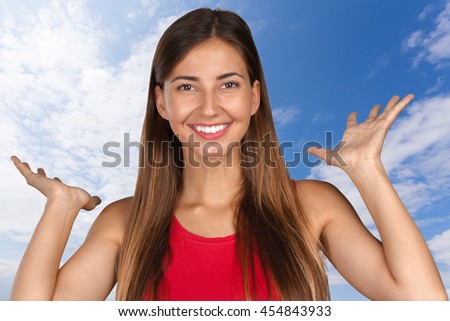 Portrait of young cheerful smiling woman