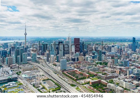 Aerial photograph taken from a helicopter in Toronto.