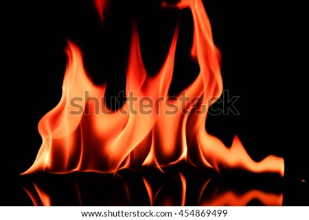 Fire flames on a black background
