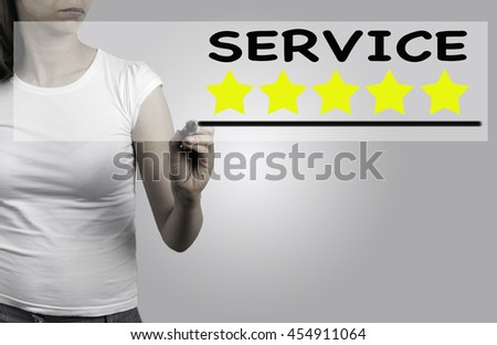 Beautiful woman writing - Service rating stars