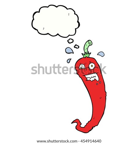 hot chilli pepper freehand drawn thought bubble cartoon