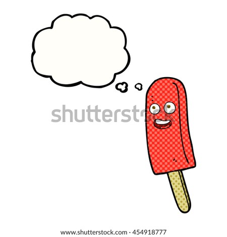 freehand drawn thought bubble cartoon ice lolly