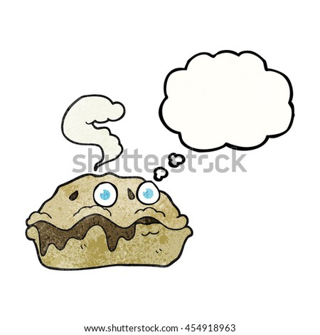 freehand drawn thought bubble textured cartoon hot pie