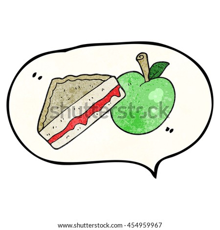 freehand speech bubble textured cartoon packed lunch