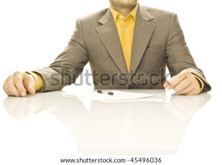 Businessman on desk - ready for signing
