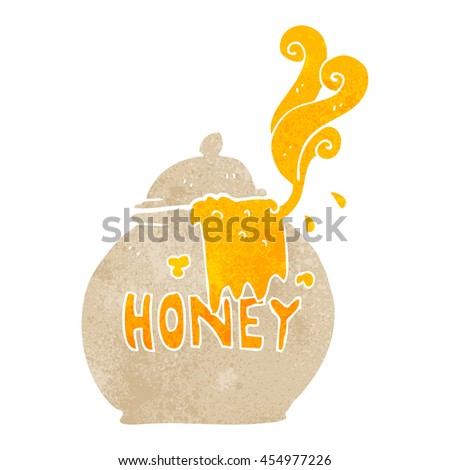 freehand retro cartoon honey pot