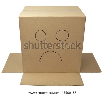 close up of carton  box  post package on white background with clipping path